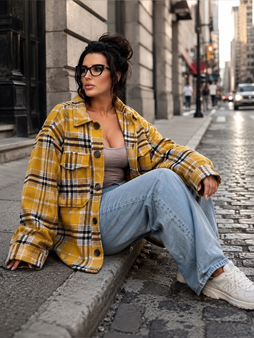 Bershka Mustard Plaid Oversized Overshirt Jacket XS/S